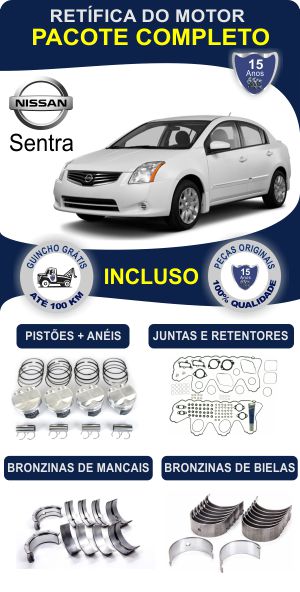 Retifica de motor Nissan Sentra peças originais pacote completo Rw motores